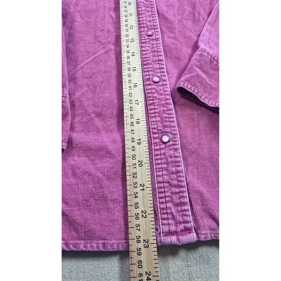 VTG Eddie Bauer Pink Corduroy Pearl Snap Button Down Shirt Women’s Large - Picture 9 of 16